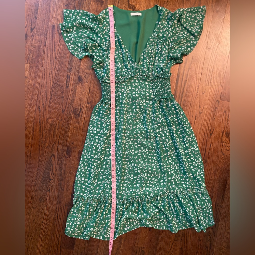 Max Studio- Green Floral Midi Dress flowy lightweight spring M? SIZE TAG MISSING - Picture 9 of 16